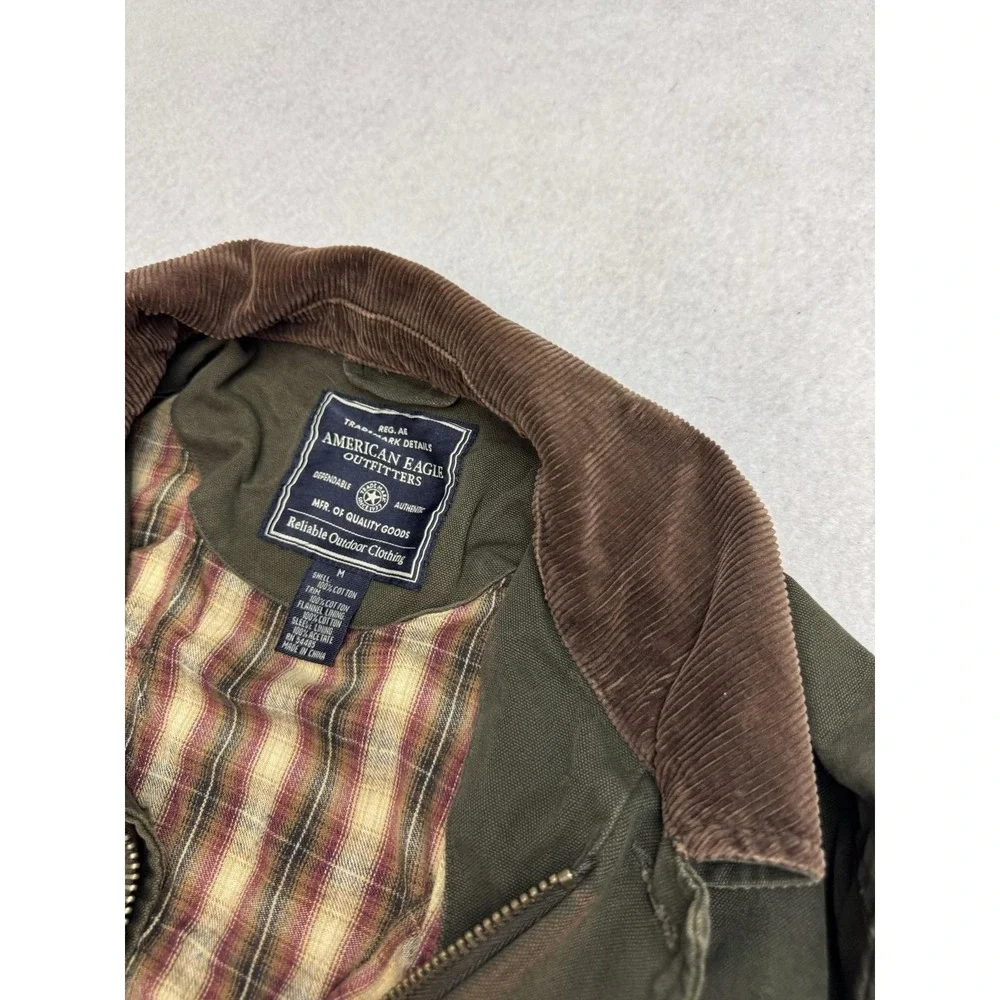 American Eagle Outfitters Jacket Mens Medium Green Field Lined Corduroy Collar